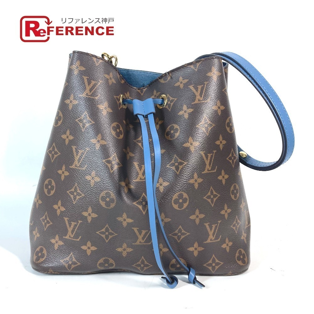 LOUIS VUITTON NeoNoe Shoulder Bag Drawstring Bucket Blue Jean Brown